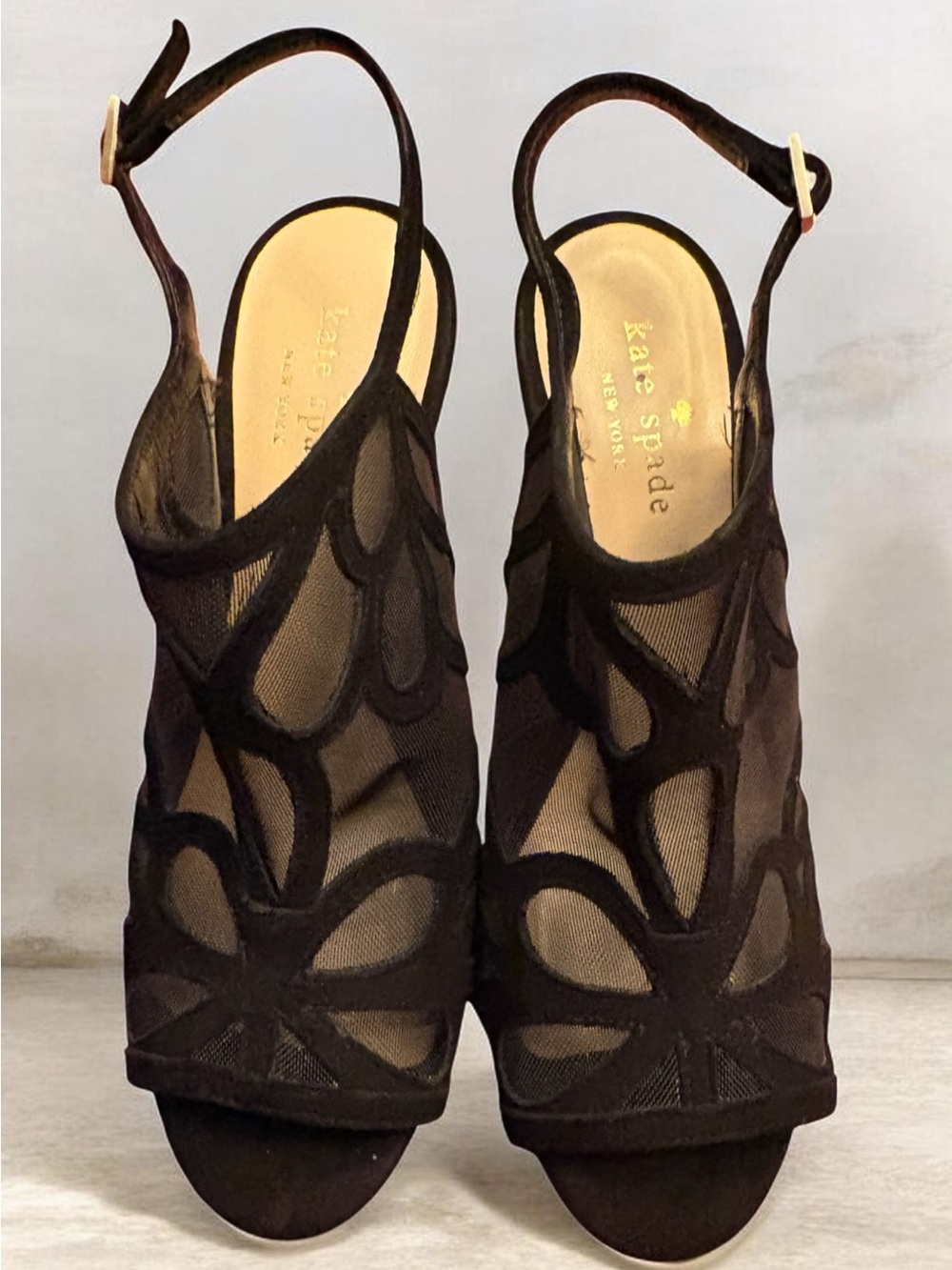 Kate Spade Fanni Suede Mesh Slingback Heels Size 7